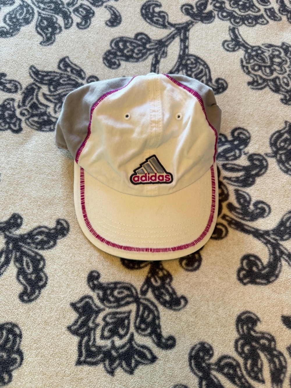 adidas White and Gray Cap with Pink Accents